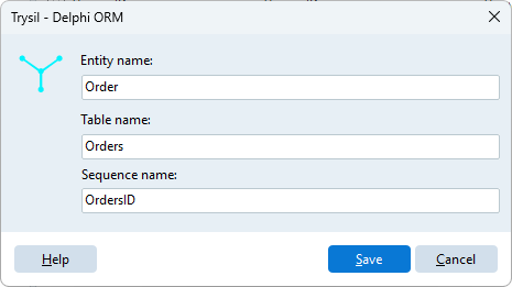 The entity dialog
