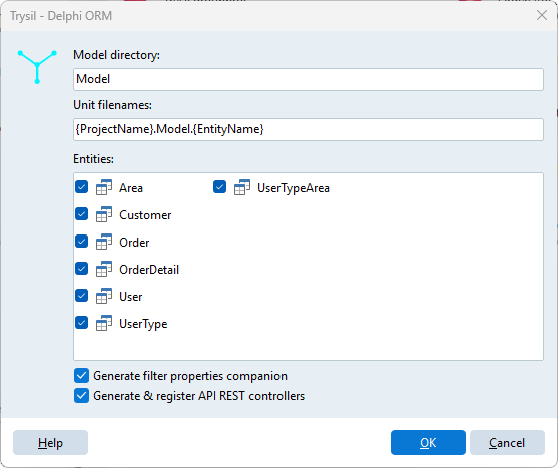 Generate entity model